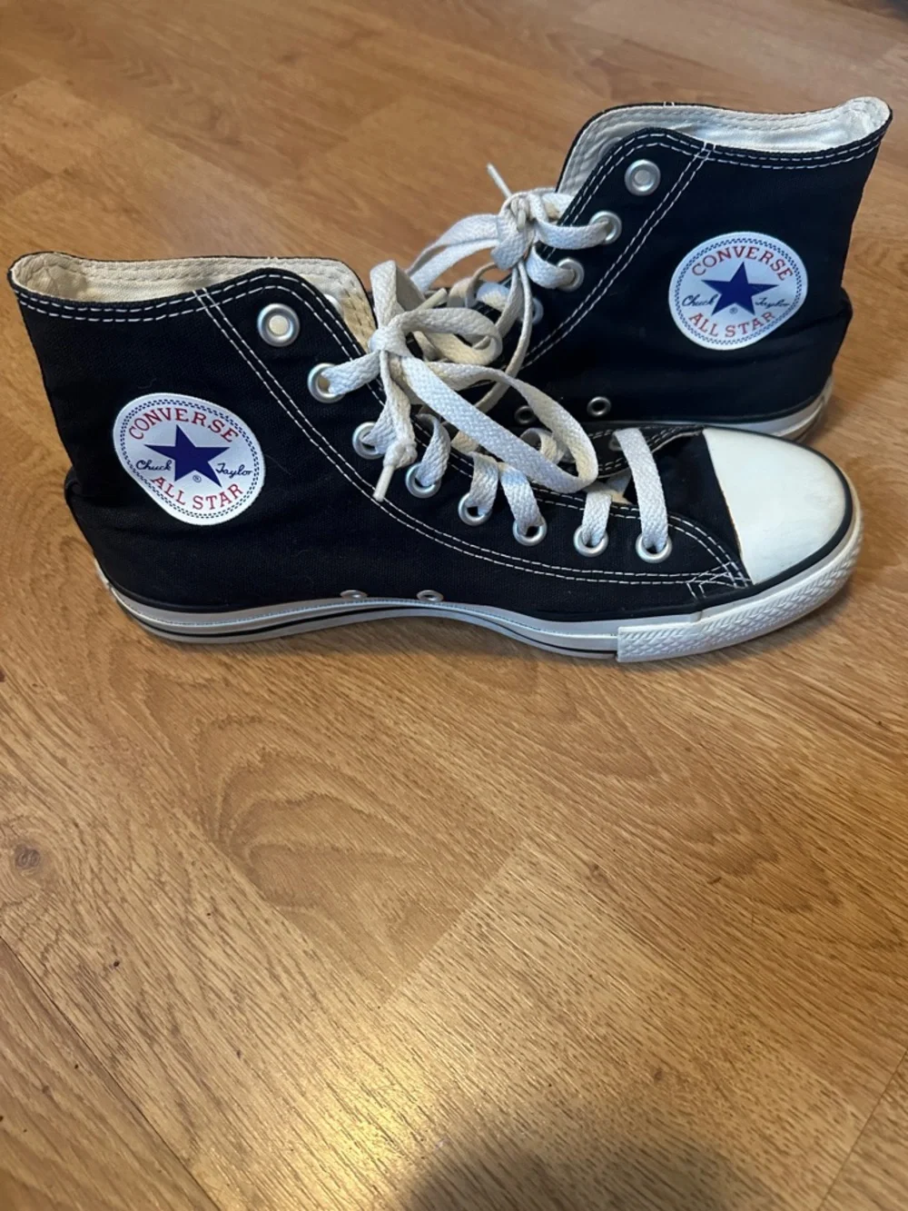 Converse Black High Top Canvas Sneakers with White Trim - Picture 1 of 16